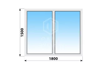 Двухстворчатое пластиковое окно 1800x1500 Г-Г