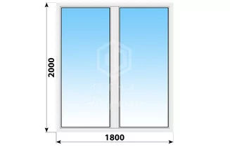 Двухстворчатое пластиковое окно 1800x2000 Г-Г