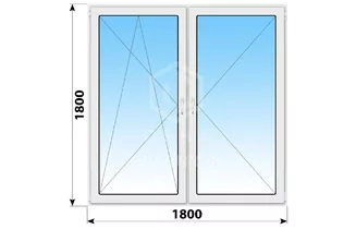 Двухстворчатое пластиковое окно 1800x1800 ПО-П