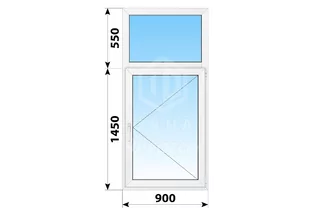 Одностворчатое пластиковое окно с глухой фрамугой 900x2000 П