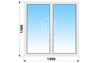 Двухстворчатое пластиковое окно 1300x1300 Г-Г